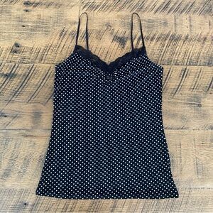 White House Black Market Black and White Polka Dot Camisole